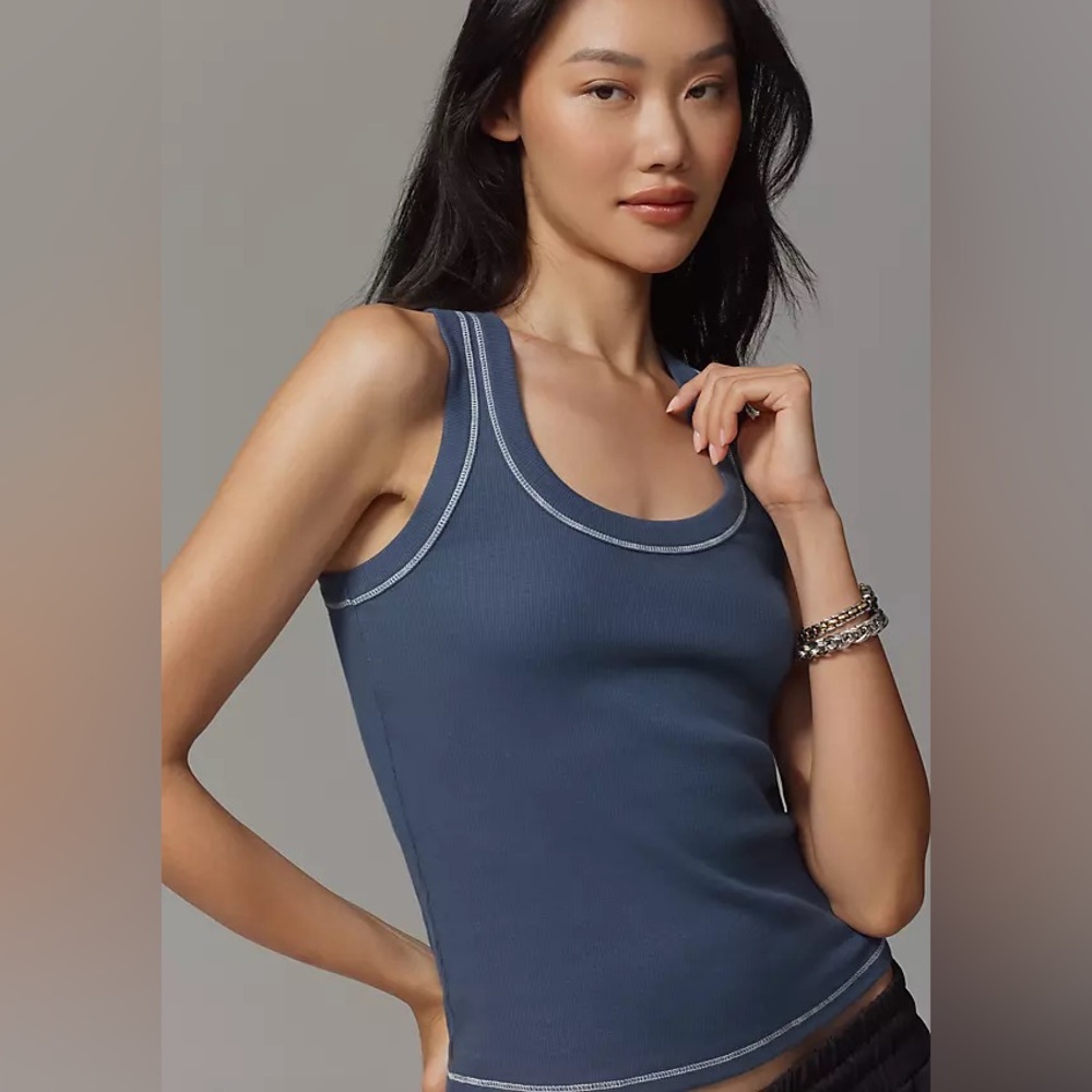Pilcro Navy Tank Top with White Trim
